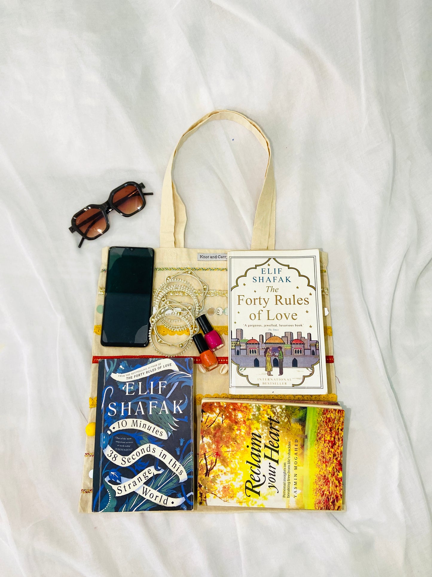 Embellished Gota Mirror Desi Cotton Tote Bag