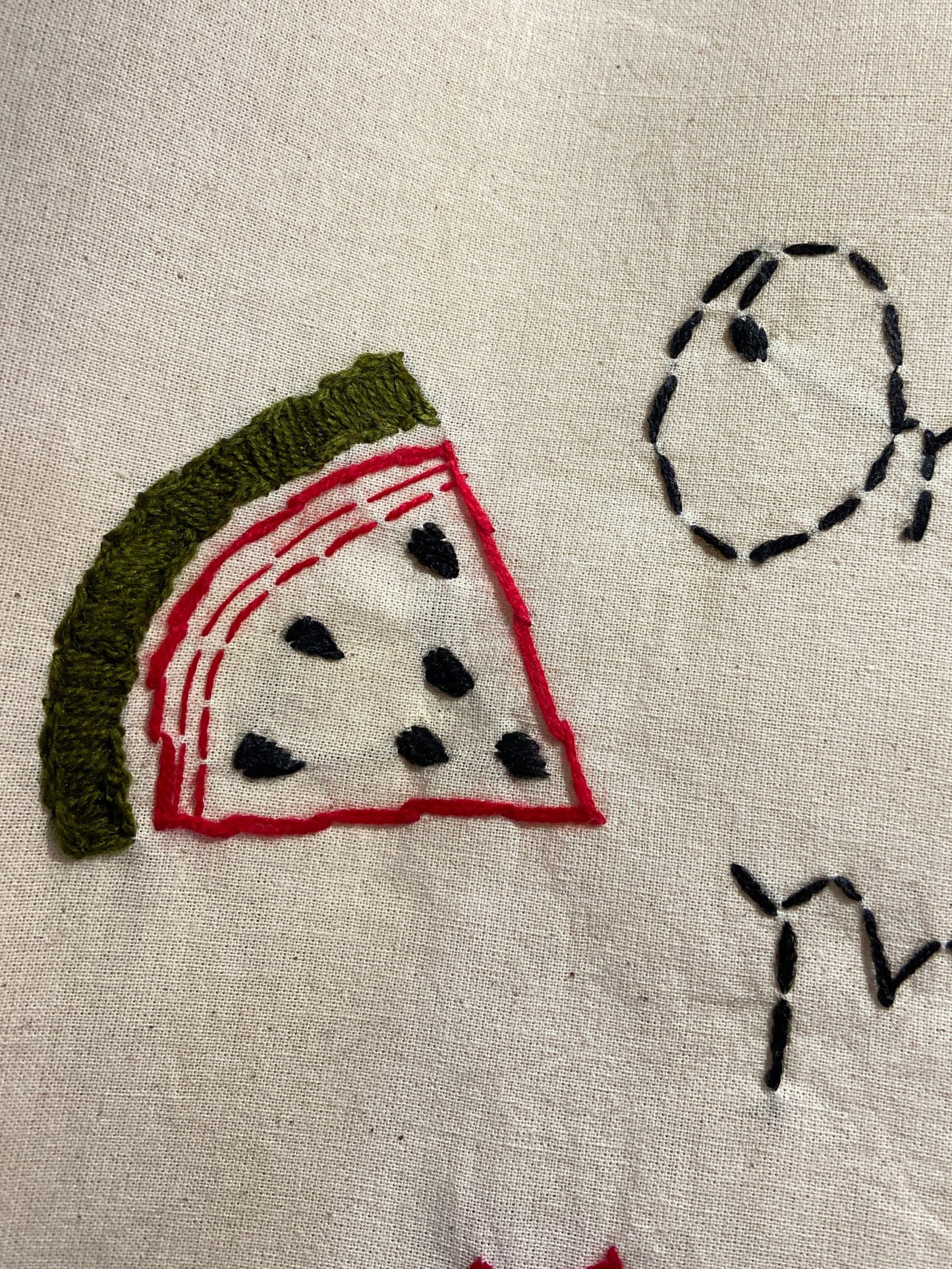 Embroidered Watermelon Cotton Tote Bag
