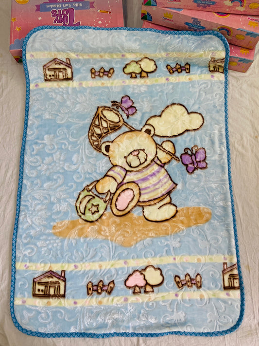 Baby Blanket Royal Embossed-Sky Brown Teddy