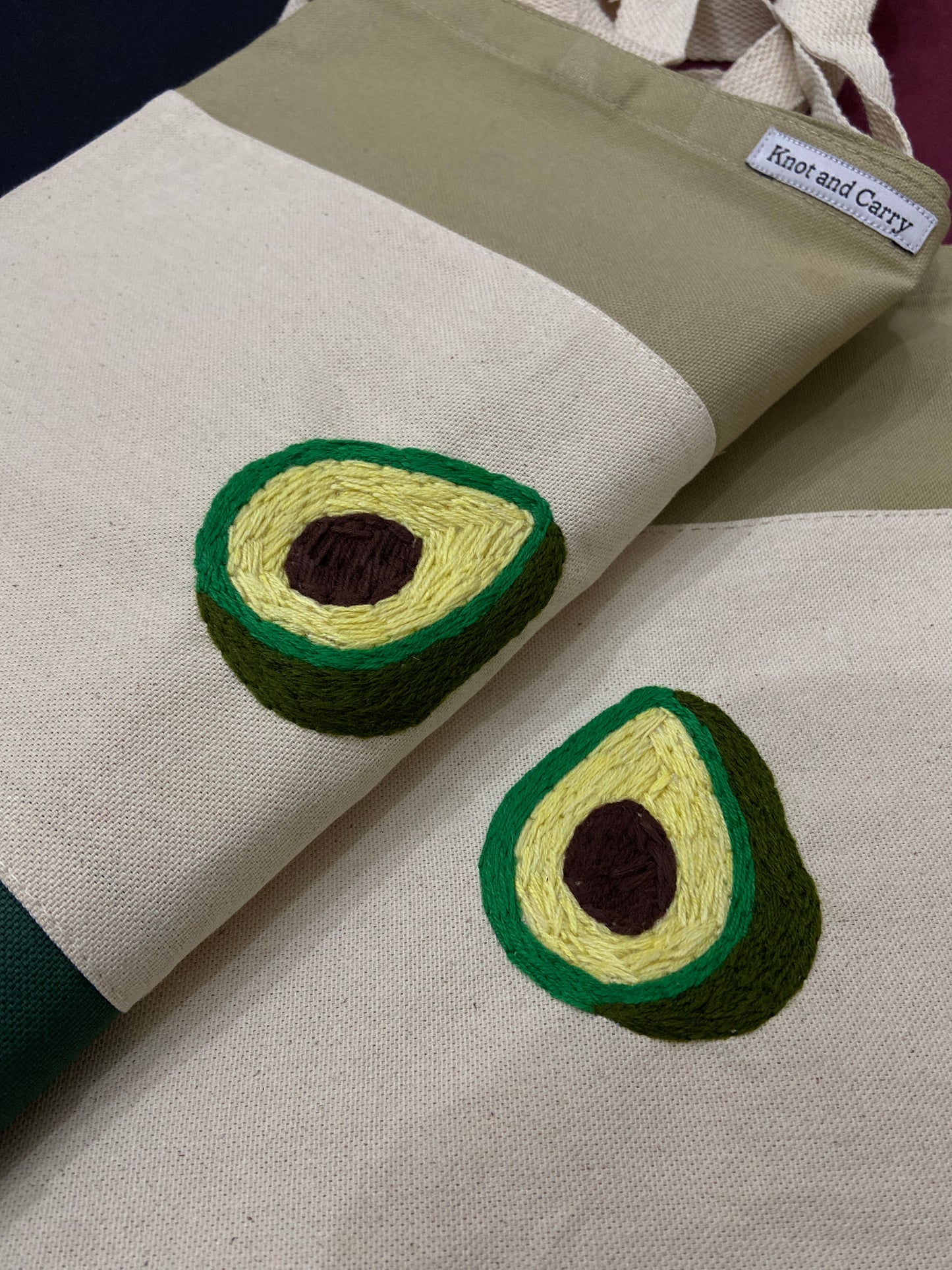 Avocado Embroided Canvas Tote Bags