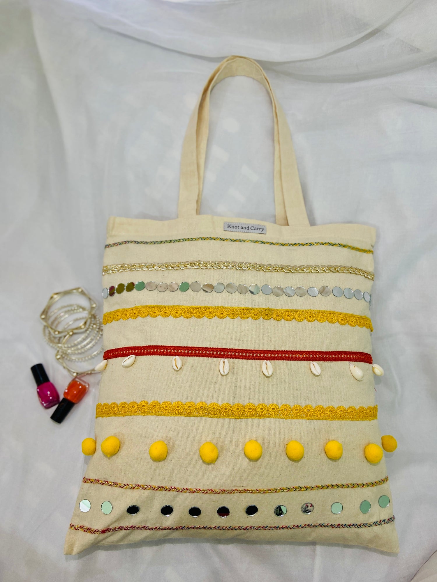 Hand Embroided Cotton Tote Bags