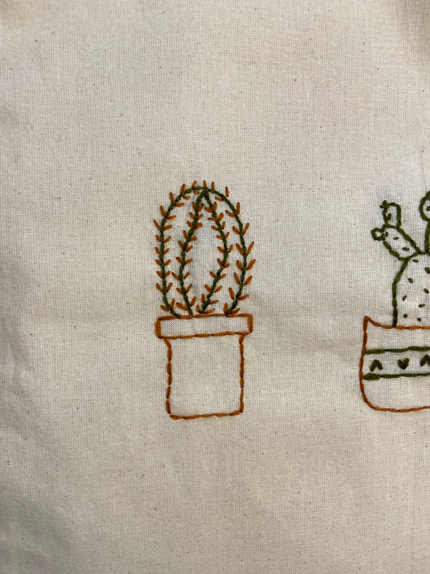 Embroidered Cactus Cotton Tote Bag