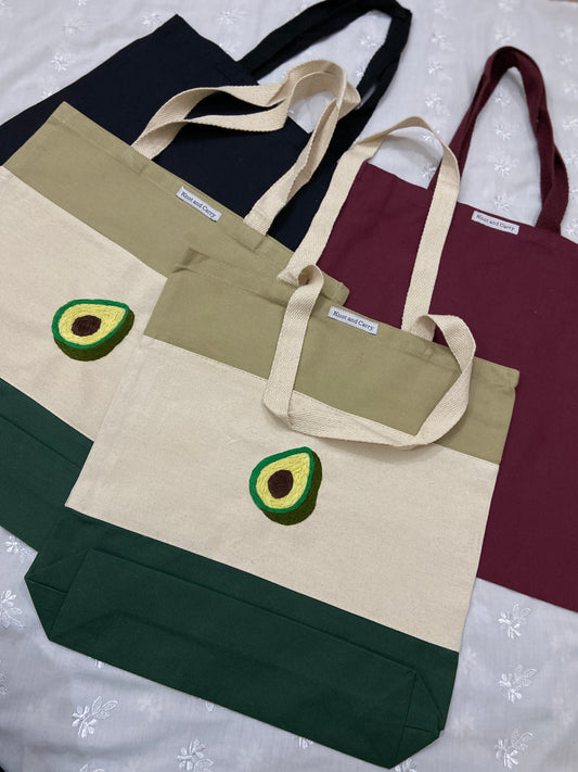 Avocado Embroided Canvas Tote Bags